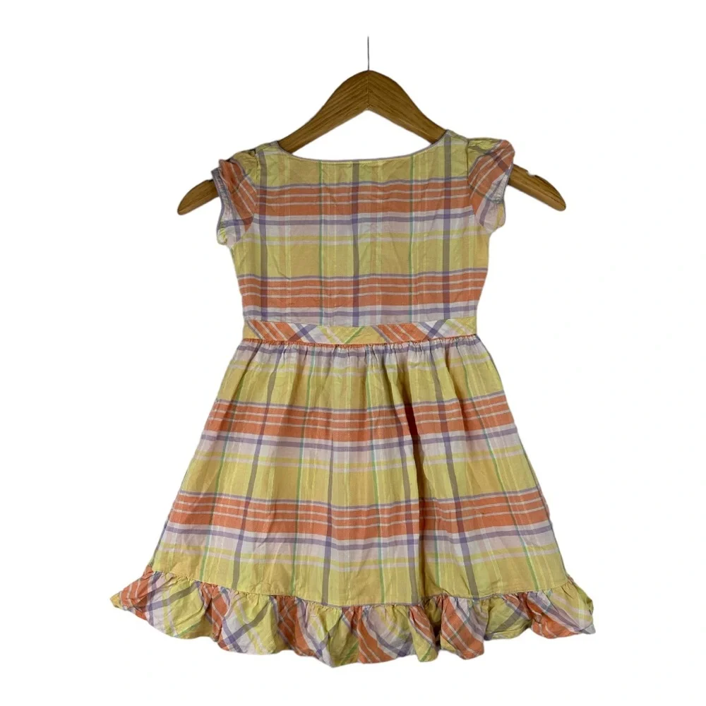 Ralph Lauren Girls Yellow Madras Ruffle Tank size 4